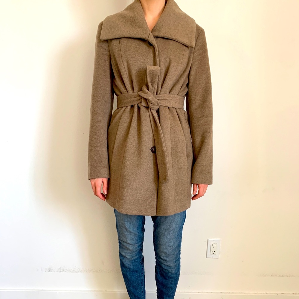 Calvin Klein Wool Pea Coat with Belt